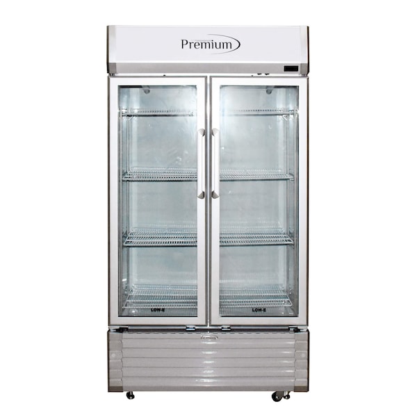 Premium Levella 18 cu. ft. Commercial Display Refrigerator Two Glass Door Merchandiser in Silver PRN185DX - main